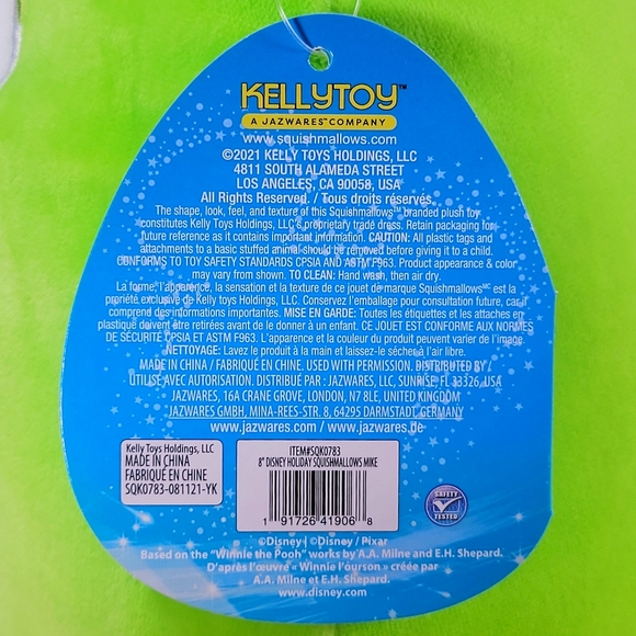 Squishmallow Mike Wazowski Monsters Inc 8" UltraSoft Disney Christmas Plush NWT - Picture 5 of 5